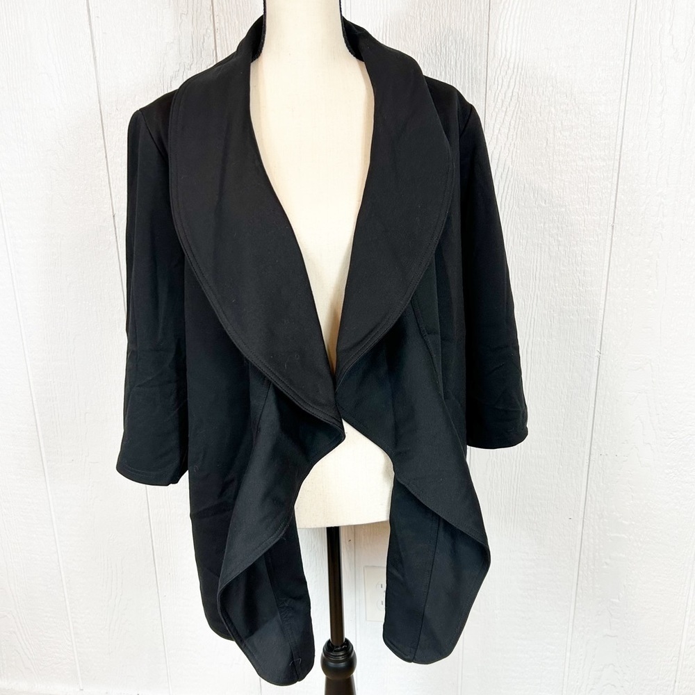 Carmen Marc Valvo Woman Black Open Ruffled Blazer Jacket Size 20W